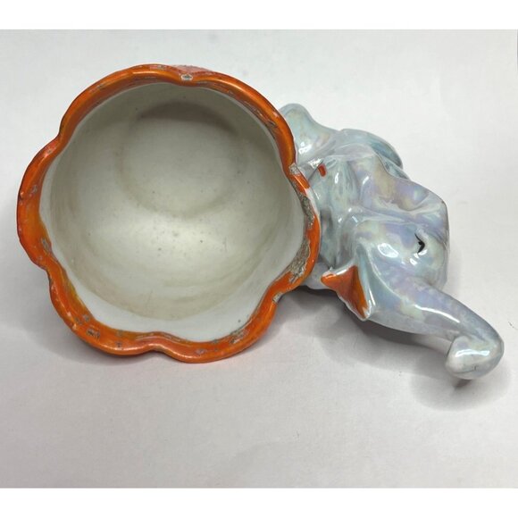 Vintage Ceramic Elephant Planter Lucky Trunk Up Made in Japan - Picture 5 of 8